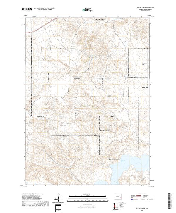 USGS US Topo 7.5-minute map for Wheatland NE WY 2021