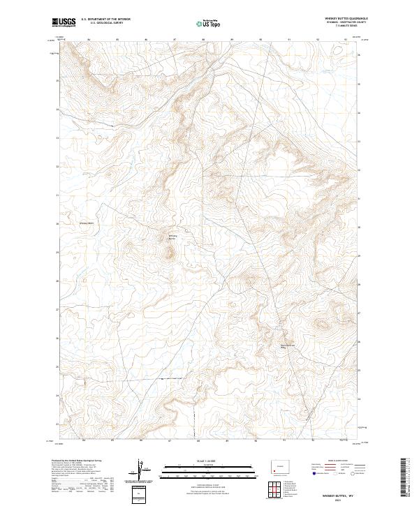 USGS US Topo 7.5-minute map for Whiskey Buttes WY 2021