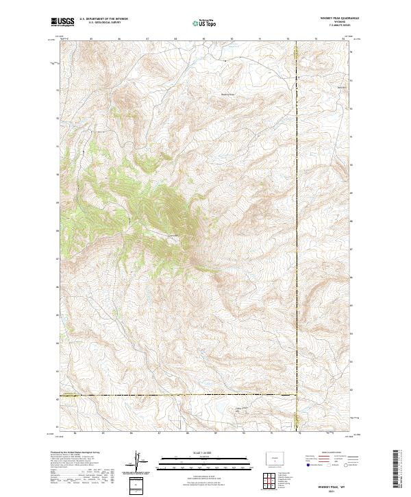 USGS US Topo 7.5-minute map for Whiskey Peak WY 2021