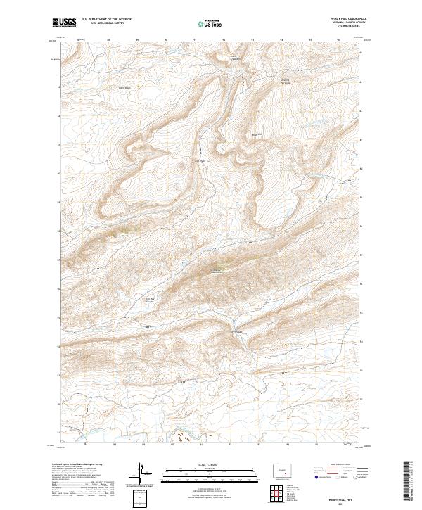 USGS US Topo 7.5-minute map for Windy Hill WY 2021