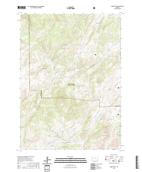 USGS US Topo 7.5-minute map for Windy Peak WY 2021