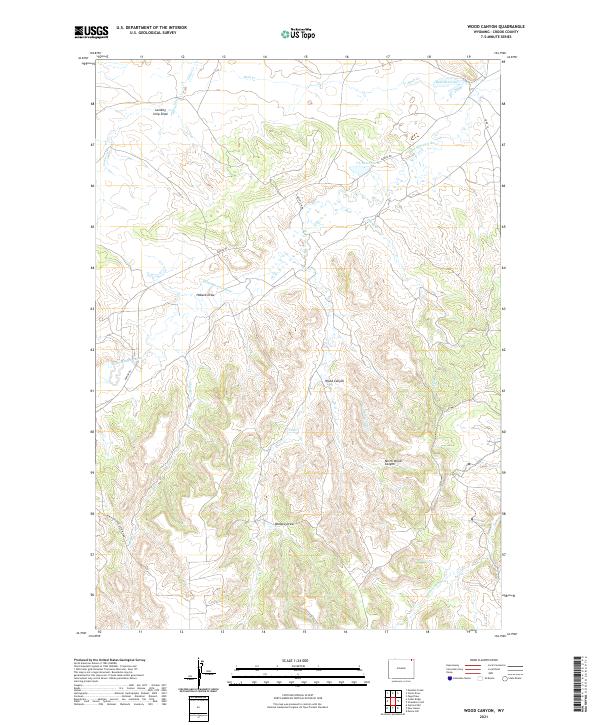 USGS US Topo 7.5-minute map for Wood Canyon WY 2021