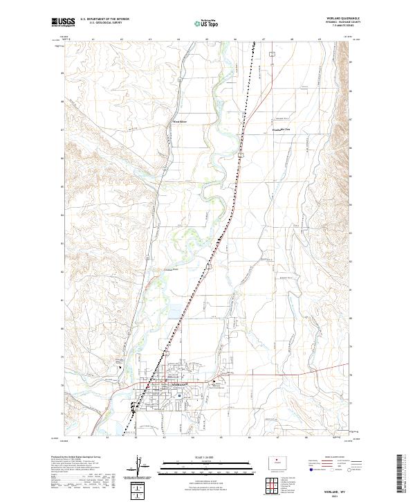 USGS US Topo 7.5-minute map for Worland WY 2021