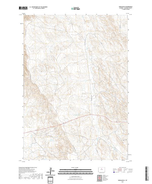 USGS US Topo 7.5-minute map for Worland SE WY 2021