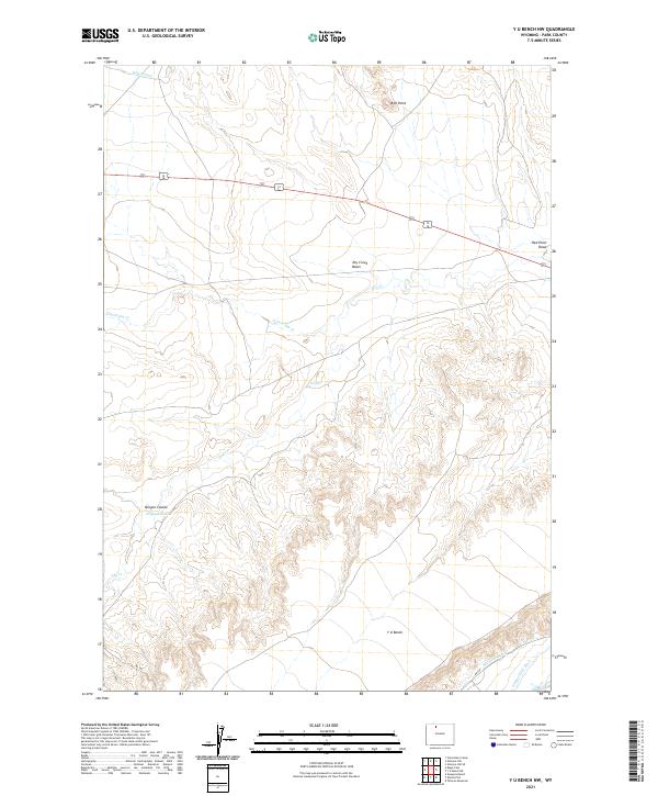 USGS US Topo 7.5-minute map for Y U Bench NW WY 2021