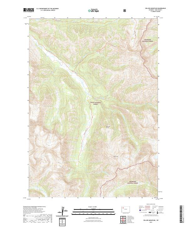 USGS US Topo 7.5-minute map for Yellow Mountain WY 2021