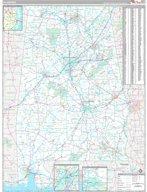 Premium Style Wall Map of Alabama by Market Maps – American Map Store