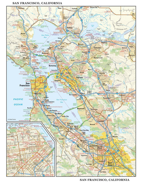 San Francisco Regional Area Major Arterial Wall Map – American Map Store