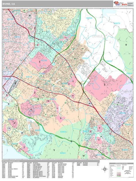 Premium Style Wall Map of Irvine, CA by Market Maps – American Map Store