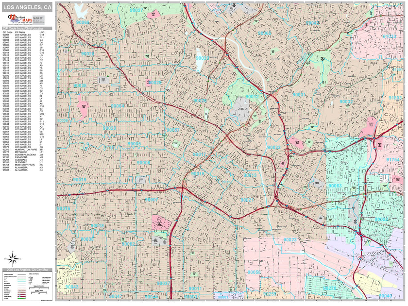 Premium Style Wall Map of Los Angeles, CA by Market Maps – American Map ...