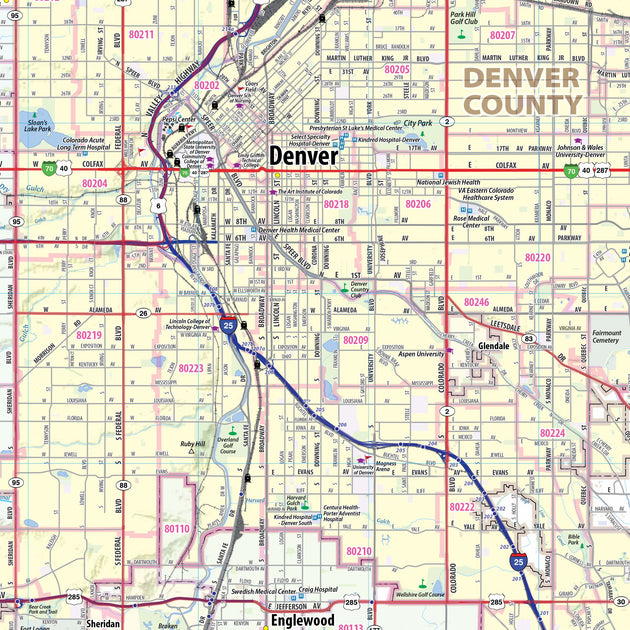 Denver Regional Area Wall Map with Shaded Relief – American Map Store