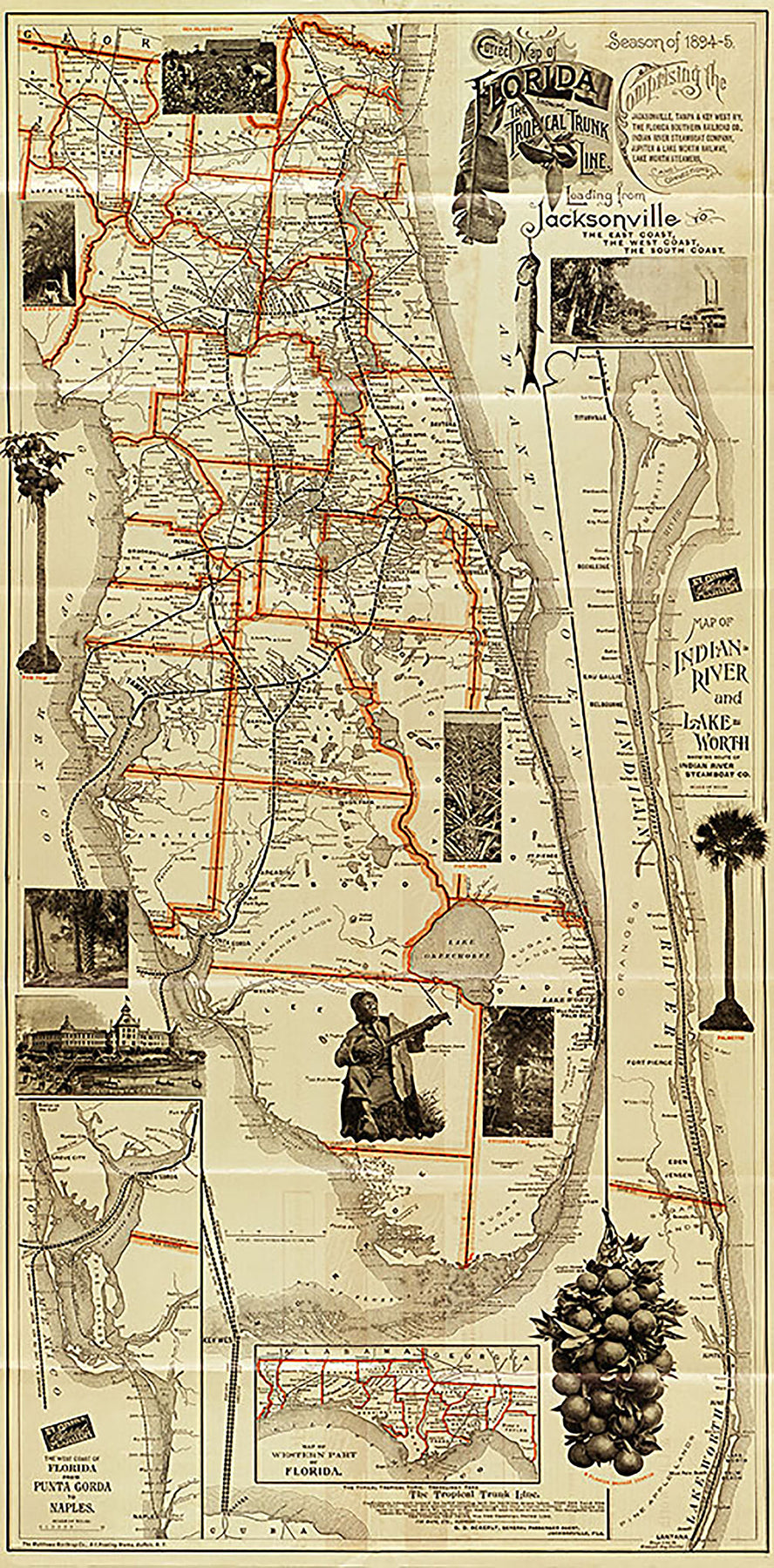 Map of Florida (USA) and inset map of Hillsborough County showing the