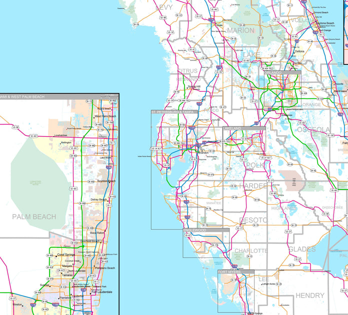 Premium Style Wall Map of Florida by Market Maps – American Map Store