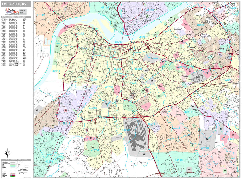 Premium Style Wall Map of Louisville, KY. by Market Maps – American Map ...