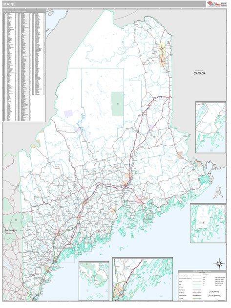 Premium Style Wall Map of Maine by Market Maps – American Map Store