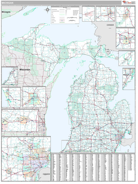 Michigan: Wall Maps – Tagged 