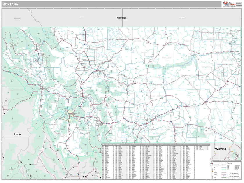 Premium Style Wall Map of Montana by Market Maps – American Map Store