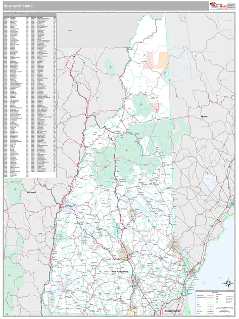 Premium Style Wall Map of New Hampshire by Market Maps – American Map Store