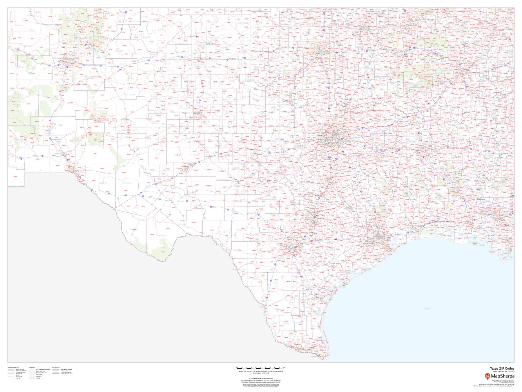 Texas Map Store Texas Zip Code And County Map Shows All 254, 43% OFF